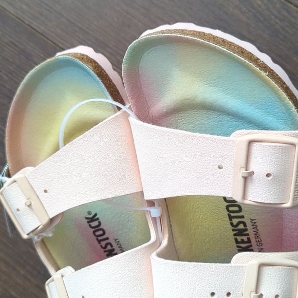 Birkenstock ARIZONA VEGAN Slide Sandals In OMBRE LIGHT ROSE - Picture 11 of 11